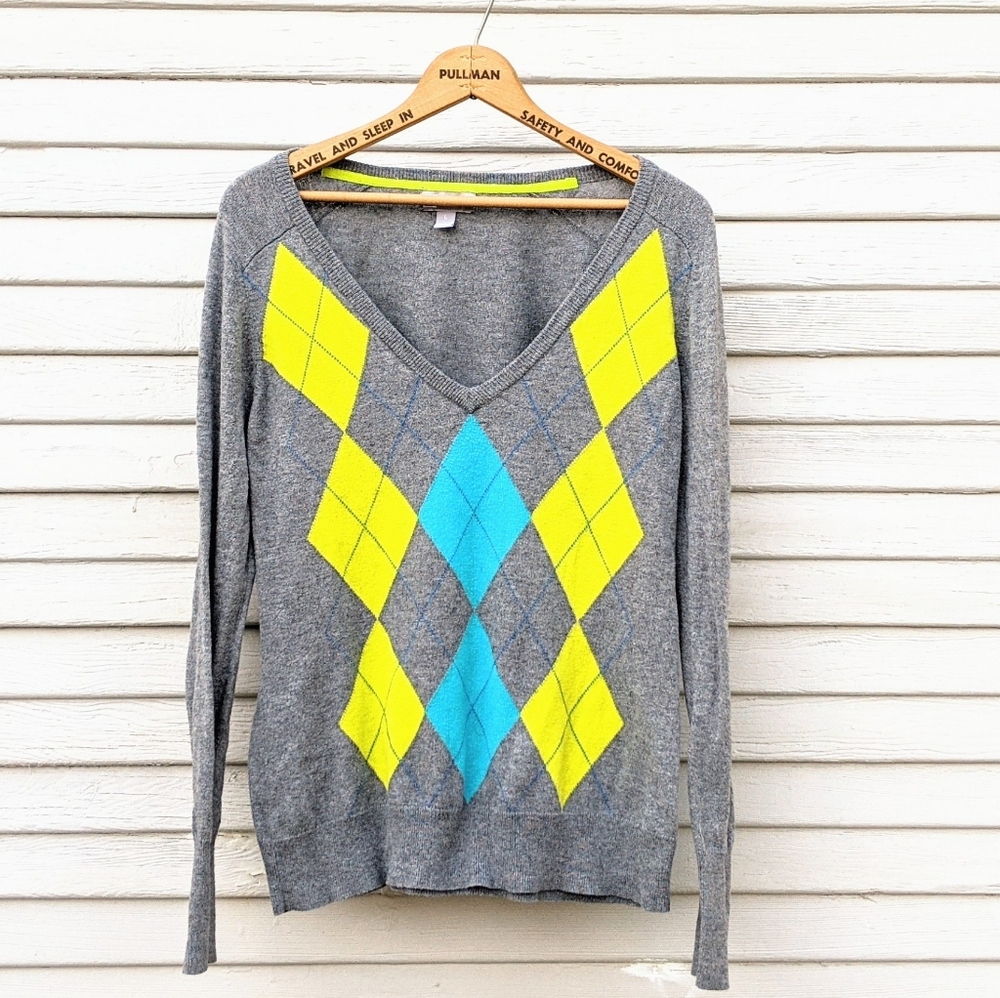 Argyle sweater with a ridiculously tiny amount of cashmere!
